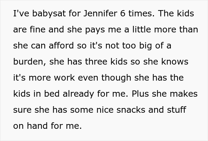 Teen shares experience babysitting dad's girlfriend's kids, mentioning payment and snacks. Teen shares experience babysitting dad's girlfriend's kids, mentioning payment and snacks.