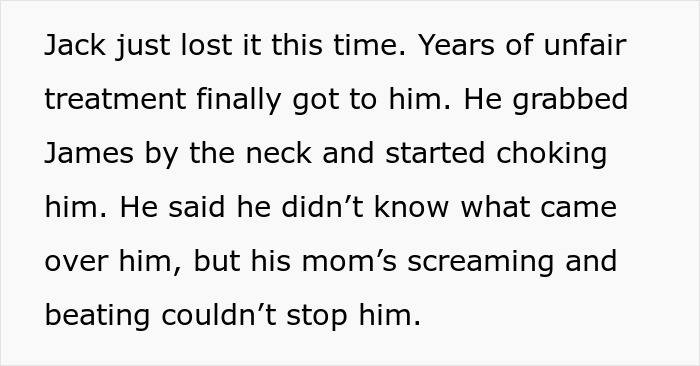 Text about a nephew's conflict with his 'golden child' brother over major boundaries being crossed.