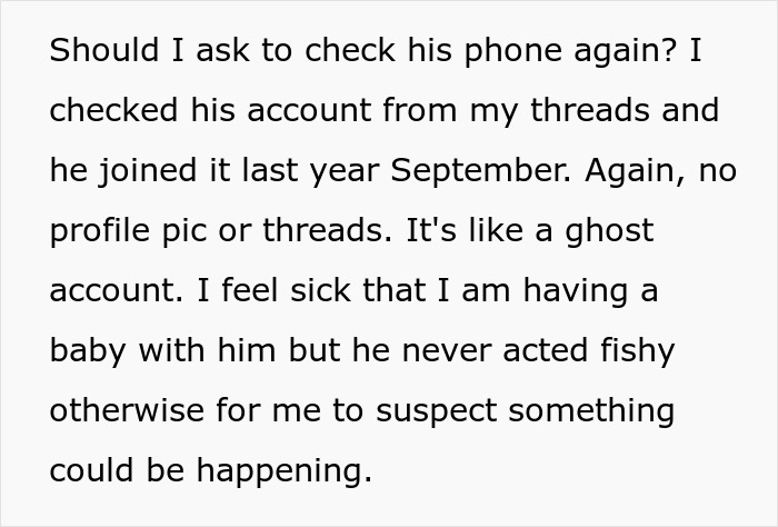 Text message about wife's concerns with her husband overseas and her pregnancy.