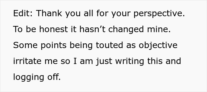 Text message discussing perspectives and opinions related to a friend's meal payment disagreement. Text message discussing perspectives and opinions related to a friend's meal payment disagreement.