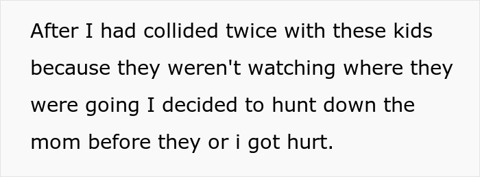 Text discussing worker's encounter with unsupervised kids in store, highlighting safety concerns related to broken glass. Text discussing worker's encounter with unsupervised kids in store, highlighting safety concerns related to broken glass.
