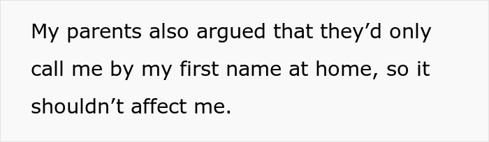 Text about parents arguing the use of a first name at home, relating to choosing daughter's name from Bible.