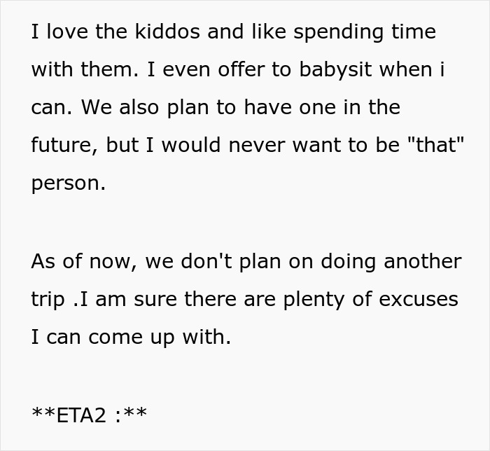 Text expressing frustration about being treated like a nanny and cook for friends' kids on vacation.