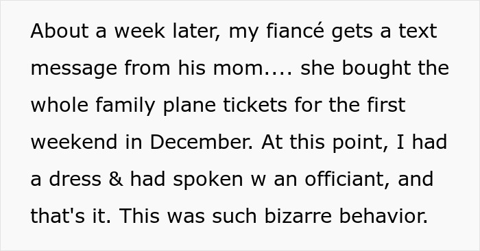 Text message from MIL reveals unexpected wedding date confirmation in December. Text message from MIL reveals unexpected wedding date confirmation in December.