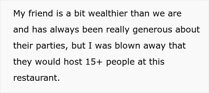 Text about a friend's extravagant dinner party with over 15 guests at a restaurant. Text about a friend's extravagant dinner party with over 15 guests at a restaurant.