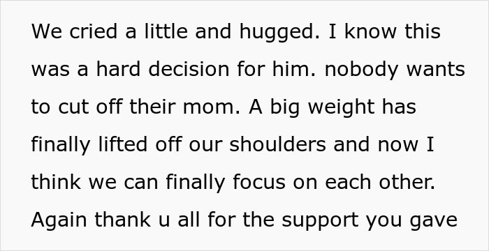 Text about a hard decision and letting go, mentioning relief and gratitude, related to calling boyfriend’s mom fat. Text about a hard decision and letting go, mentioning relief and gratitude, related to calling boyfriend’s mom fat.