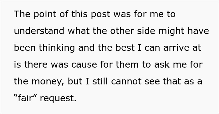 Text discussing a woman refusing to pay a meal cost her friends took home, questioning the fairness of the request. Text discussing a woman refusing to pay a meal cost her friends took home, questioning the fairness of the request.