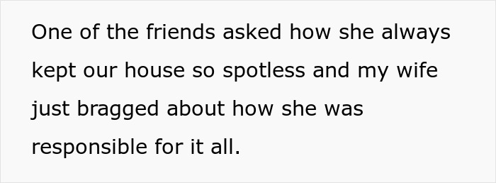 Text image about a wife claiming responsibility for house cleanliness, sparking husband's response on being "unhelpful.