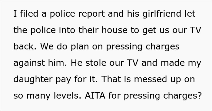 28YO Steals Parents' TV Claiming His Niece Broke It, Mom Horrified To Learn Truth And Calls Police
