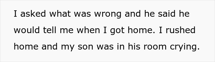 Text about a parent finding their son crying for being gay.
