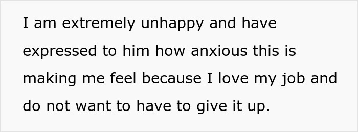 Text about marital conflict over job concerns, expressing distress and unwillingness to resign. Text about marital conflict over job concerns, expressing distress and unwillingness to resign.