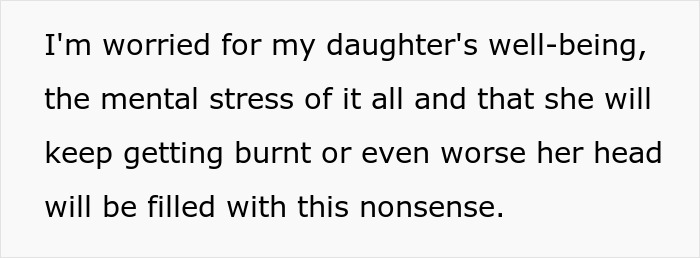 Text on image expressing concern over daughter's well-being and stress from sunscreen beliefs.