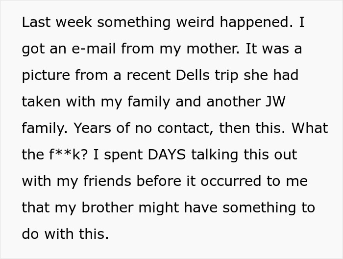 Text conversation about a Dells trip, questioning sibling involvement; focuses on proving religious family assumptions wrong.