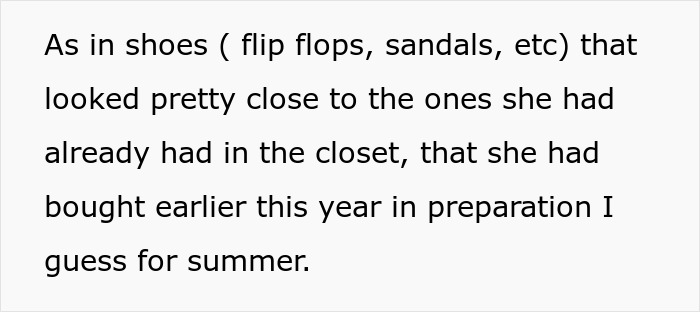 Text describing returning wife shoes like flip flops and sandals for summer preparation. Text describing returning wife shoes like flip flops and sandals for summer preparation.