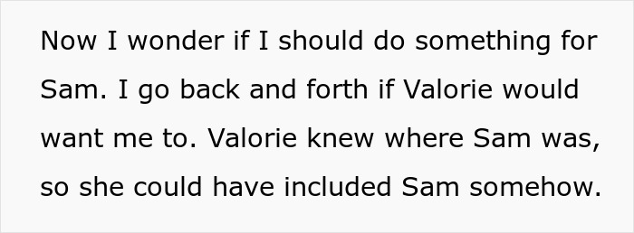 Text pondering whether to share an inheritance received from a friend with her daughter, reflecting on inclusion choices.