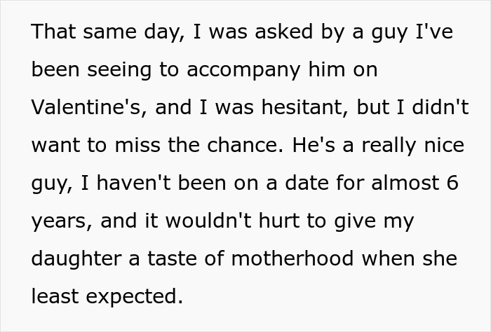 Text from a grandma about making other plans on Valentine&rsquo;s and giving her daughter a surprise motherhood experience.