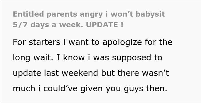 Text screenshot about parents volunteering their daughter as a babysitter without asking her first, and her refusal.