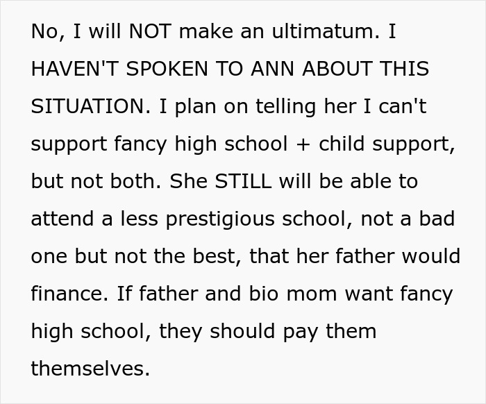 Text discussing financial limitations for supporting teen mom's education and child support simultaneously.
