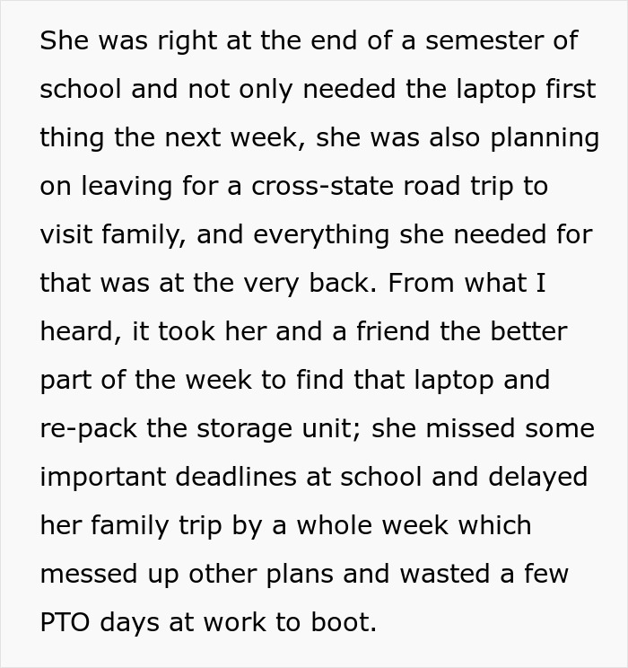 Text discussing a person's petty revenge and resulting lesson for their toxic girlfriend.