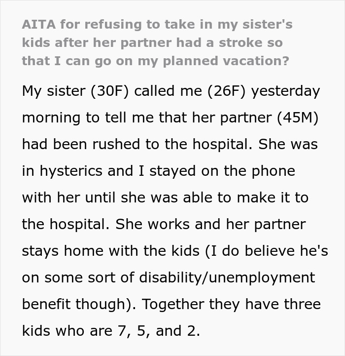 Text discussing a tough conversation about refusing to help sister during an $18K trip.