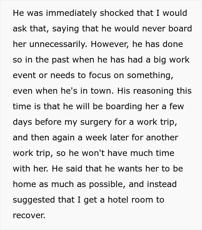 Guy Tells Fianc&eacute;e To Recover In Hotel Room After Surgery So As Not To Not Disturb His Dog