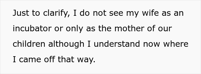 Text discussing a husband's perspective on his wife's role during labor and feelings about being there for the newborn.