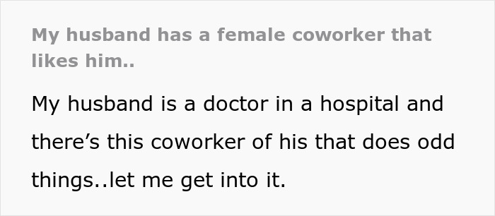 Text about wife feeling creeped out by husband's coworker who gives odd gifts. Text about wife feeling creeped out by husband's coworker who gives odd gifts.