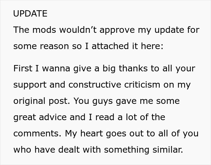 Update note thanking readers for support and advice related to boyfriend’s mom issue. Update note thanking readers for support and advice related to boyfriend’s mom issue.