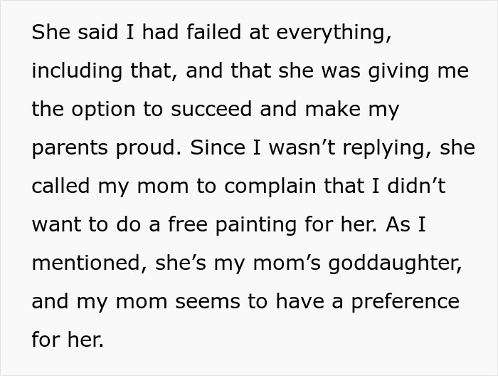 Text conversation revealing tension over a free painting and influencer&rsquo;s demands.