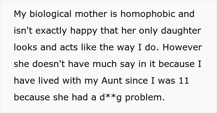 Text discussing a daughter's strained relationship with her mother over wearing a suit to prom and personal acceptance. Text discussing a daughter's strained relationship with her mother over wearing a suit to prom and personal acceptance.