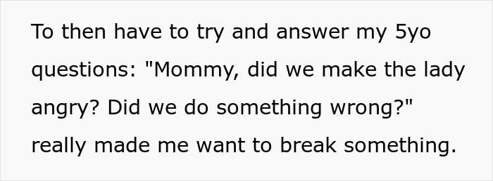 Text excerpt about a family's encounter with an angry restaurant customer.