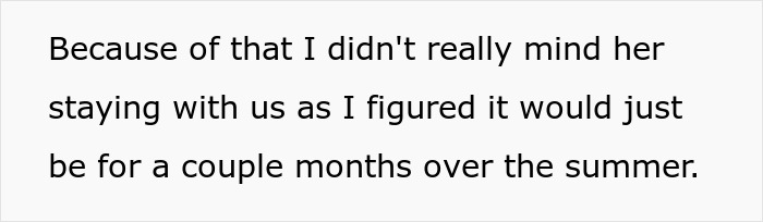 Text passage discussing a mother-in-law staying temporarily with a couple. Text passage discussing a mother-in-law staying temporarily with a couple.