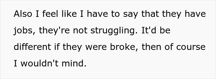 Text discussing a situation where individuals have jobs and are not struggling financially but still mooch from others. Text discussing a situation where individuals have jobs and are not struggling financially but still mooch from others.
