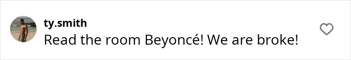 Comment criticizing Beyonc&eacute;'s new perfume ad Ce Lumiere, expressing financial concerns.