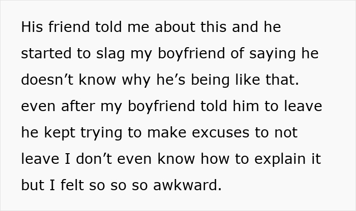 Text conversation about feeling awkward with boyfriend's best friend, suspected online stalker. Text conversation about feeling awkward with boyfriend's best friend, suspected online stalker.