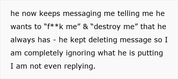 Text message showing disturbing content from a person suspected to be an online stalker. Text message showing disturbing content from a person suspected to be an online stalker.