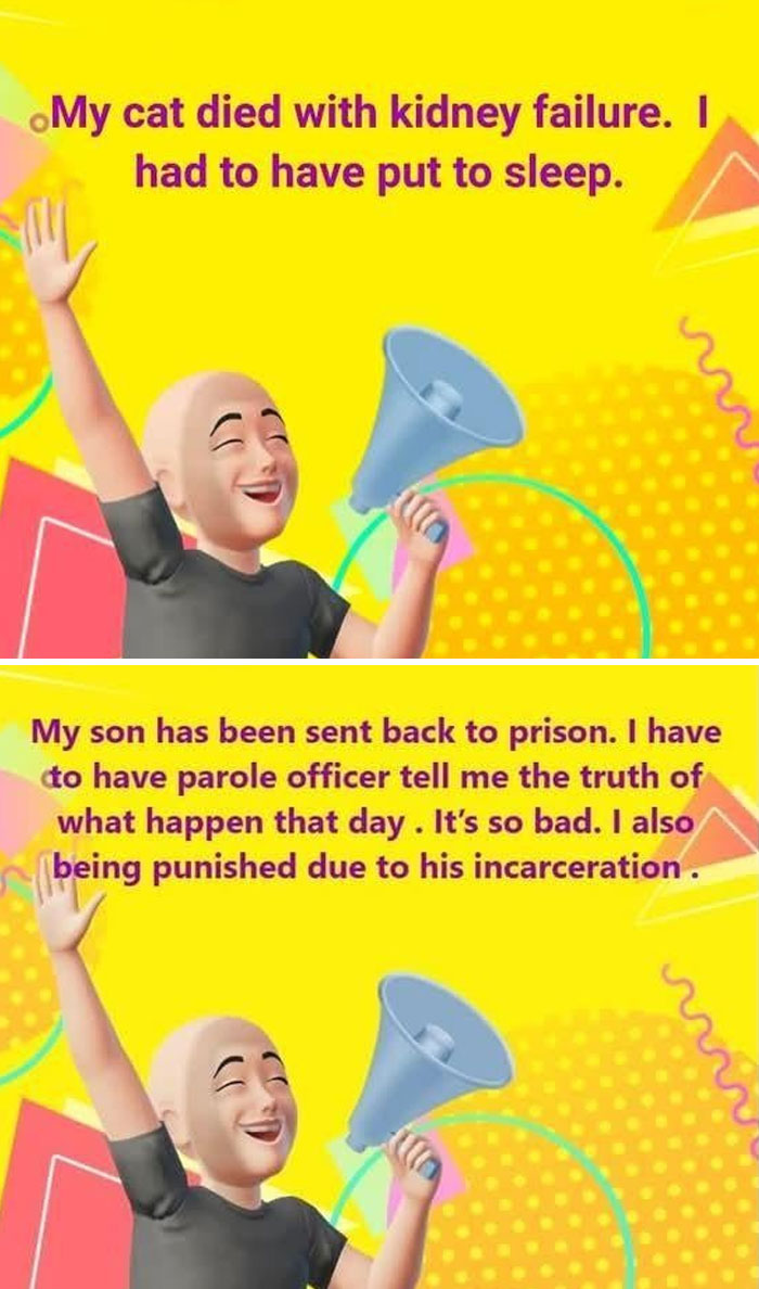 Illustration of a person with a megaphone, overlayed with humorous boomer social media fails on a colorful background.