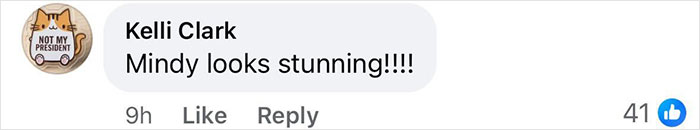 Mindy Kaling's slim figure at movie premiere praised in social media comment.