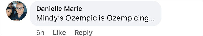 Comment about Mindy Kaling's slim figure at a movie premiere, mentioning Ozempic.