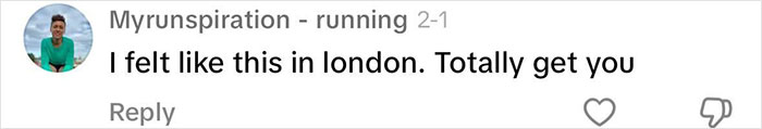 Comment about feeling scared while walking home alone in London, relating to a woman's journey in NYC.