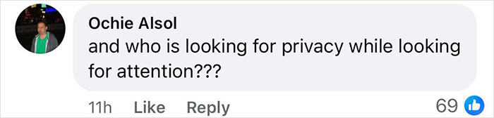 Social media comment questioning intentions, linked to self promotion debate.