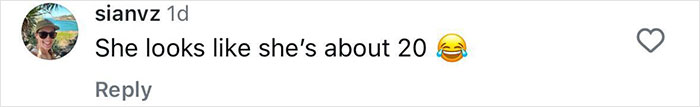 Comment joking about a woman's age, using a laughing emoji. Comment joking about a woman's age, using a laughing emoji.