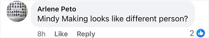 Comment mentioning Mindy Kaling's stunning and different look with slim figure at a movie premiere.