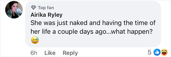 Comment questioning recent events related to Bianca Censori with emojis, 6 hours ago.