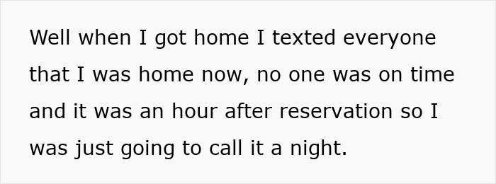Text message with decision to cancel birthday dinner after no one showed up, highlighting feelings of being let down by friends.