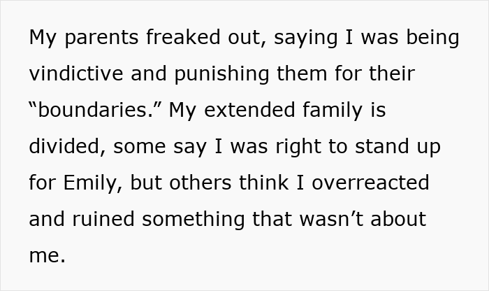 Text discussing family division over parents disrespecting daughter's wife. Text discussing family division over parents disrespecting daughter's wife.