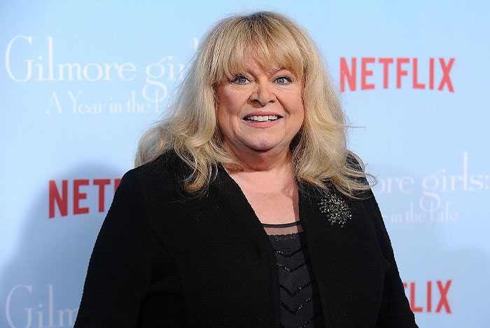 Sally Struthers at a Netflix event, promoting new series alongside Ted Danson.