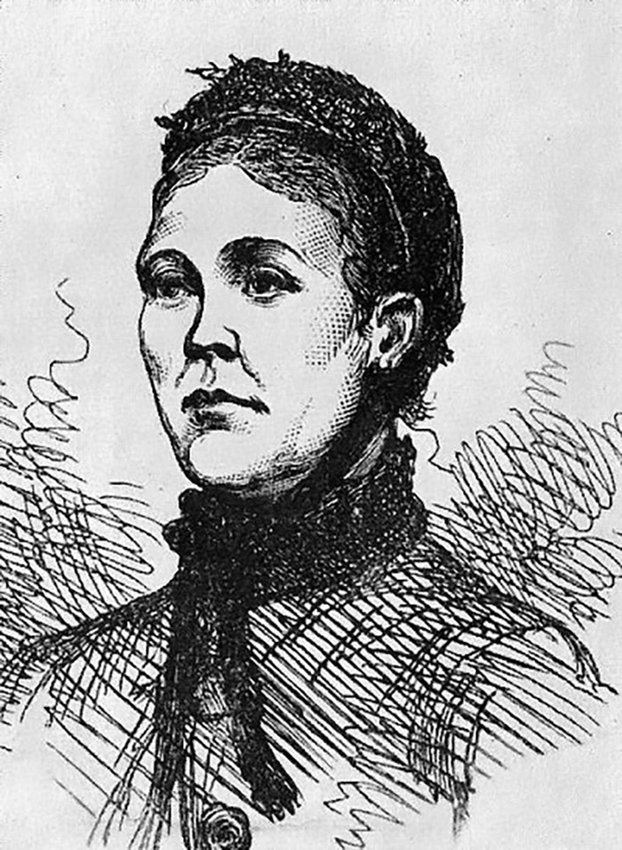 Illustration Catherine Eddowes' portrait in vintage attire.