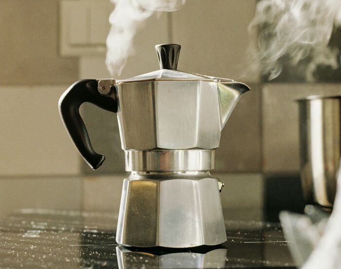 Durable stovetop espresso maker with steam, designed for longevity.