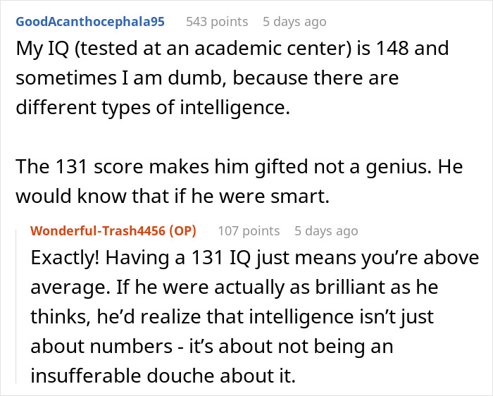 Man Uses His 131 IQ To Insult Others, Gets Humbled In The Best Way